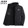 JEEP SPIRIT Jeep Reversible Jacket Men's Fall and Winter Plush Warm Stand Collar Jacket Sports Top Dark Gray XL