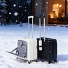 Front-opening suitcase, women's multifunctional boarding case, can be boarded on the plane, trolley travel code box, grain white, front opening + USB + cup holder + bracket, 18 inches, front-opening can be boarded on the plane