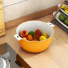Fruit plate vegetable basket kitchen double layer drain basin plastic drain basin new fruit washing basin drain basket oval-double layer red medium