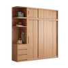 Mige Oak Wardrobe Bedroom Sliding Door Solid Wood Storage Cabinet Oak Three Doors 1.8 Meter Sliding Door