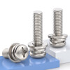 JINGGONG Nickel-plated round head three combination screws, pan head cross combination screws, round head combination screws with elastic flat pad 65L M2*8 washers 4 (nickel plated/100 pieces)