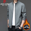 Pierre Cardin Jacket Men's Spring and Autumn Jacket Stand Collar Casual Sports Young and Middle-aged Business Versatile Cardigan Top Gray 2XL