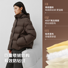 Ai Lai Down Jacket Women's Light Warm Bread Jacket Puff Short Removable Hooded Goose Down New Year's Jacket Moon Night Black S