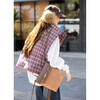 Ives (ITISF4) fashionable versatile stacked vest retro plaid down vest 90 white duck down jacket pink plaid S