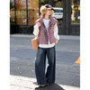 Ives (ITISF4) fashionable versatile stacked vest retro plaid down vest 90 white duck down jacket pink plaid S