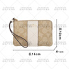 COACH Coin Purse Clutch Small Handbag Wallet Women's Wrist Mobile Phone Card Holder Carriage White spelled oatmeal logo