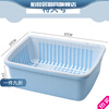 Bodenju Large Double-layer Drain Basket Home Internet Celebrity Fruit Plate Kitchen Sink Basin Hot Pot Shop Double-layer Drain Blue Blue Extra Large Square