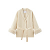 PEACEBIRD Women's Woolen Coat Zhenmao Series Waist Bathrobe Coat Double-sided Woolen Jacket Beige S