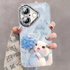 Jiang Ming comes with lens film suitable for Apple 17 mobile phone case iphone17 protective cover all-inclusive anti-fall Internet celebrity light luxury high-end creative men and women feather yarn shell hydrangea cat with bracelet