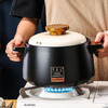 QCSK German casserole soup gas stove household high-temperature gas stove with large-capacity ceramic stew pot that does not crack when dried, wood edge black (3~6 people) double crack resistance 4L