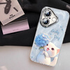 Jiang Ming comes with lens film suitable for Apple 17 mobile phone case iphone17 protective cover all-inclusive anti-fall Internet celebrity light luxury high-end creative men and women feather yarn shell hydrangea cat with bracelet