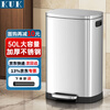 KUK stainless steel trash can large foot with cover kitchen living room home hotel commercial office building 50L sand steel silver