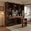 French poetry custom oak solid wood sideboard living room folding retractable dining table integrated deep walnut wall-to-top storage cabinet 1.2*2.0 (three doors) + 1.0 meter dining table. By default, a perforated board and a double-hole track socket are given.
