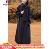Pierre Cardin high-end double-sided cashmere coat for women mid-length Hepburn style loose woolen woolen coat 2025 autumn and winter new style black S recommended 90-125 pounds