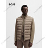 BOSS Men's Sheep Leather Sleeve Padded Jacket 376-Khaki One Size 50