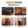 Quanpinwu solid wood stool household stackable round stool stacking stool spare dining table side stool combination stool round four walnut color