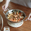 Shuangshan Stainless Steel Seafood Pot Home Crayfish Dry Pot Hot Pot Thickened Instant Noodle Pot with Cover Shallow Double-Eared Soup Pot 2.2L Healthy Uncoated (With Cleaning Cream) Diameter-24cm