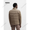 BOSS Men's Sheep Leather Sleeve Padded Jacket 376-Khaki One Size 50