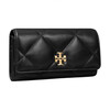 Tory Burch Kira Logo flap with magnetic snap buckle leather wallet women's black basic outfit (bag + dust bag)