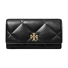 Tory Burch Kira Logo flap with magnetic snap buckle leather wallet women's black basic outfit (bag + dust bag)