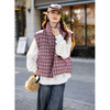 Ives (ITISF4) fashionable versatile stacked vest retro plaid down vest 90 white duck down jacket pink plaid S