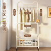 Wooden cream style simple clothes hanger floor-standing bedroom coat rack with wheels mobile living room single pole clothes drying storage hanger 60cm cream white