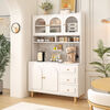 Haishi Shengbao log cream style sideboard wall-mounted integrated storage cabinet kitchen guest dining room multi-functional storage storage cabinet wine cabinet 60*40*81 milk white/embossed door delivered to the home