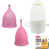 1DOBNA menstrual menstrual cup, moon cup with built-in tampon, menstrual leak-proof swimming cup, 2 pieces + steam sterilizer (remark size required) 1 piece