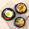 Stone pot bibimbap pot, Korean-style bowl casserole, household Korean noodle pot, commercial miso soup noodle stone pot 4# stone pot + 20CM square mat + bamboo lid (large) 1600ml