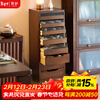 Qinggu solid wood dental cabinet living room tea set storage cabinet movable drawer cabinet jewelry stationery storage cabinet home storage sideboard imported rubber wood movable walnut color tea set cabinet
