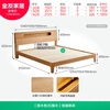 Quanyou Home Oak Solid Wood Double Bed 1.8x2 Meters Master Bedroom Storage Bed Walnut Color Multi-Function Bed Log Color | High Legs Low Bunk Model Single Bed 1.5x2 Meters
