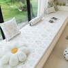 Bay window mat window sill mat 100% cotton for all seasons non-slip thin 100% cotton fabric pastoral style tatami balcony mat Shili Fangcao-white 110*240cm
