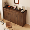 Solid wood sideboard against the wall, integrated storage cabinet, home living room storage cabinet, kitchen cabinet, simple tea cabinet, high-quality solid wood core + cabinet door double moisture-proof, 60cm deep walnut color