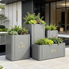 Outdoor stainless steel flower box, landscape flower bed, flower pot, commercial street sales department, flower trough, square tree box customization, style one, consult customer service for customization, length 120*width 40*height 50cm (galvanized sheet)