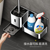 Munich 304 stainless steel toilet brush rack bathroom wall-mounted punch-free toilet cleaning soft brush storage artifact mirror-simple toilet brush with water tray