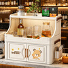 Nafenai Cup Storage Rack Desktop Teacup Water Cup Rack Dustproof Tea Set Mug Coffee Tea Bag Folding Storage Cabinet Two-layer 40cm long Large opening for easy access Folding requires no installation
