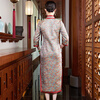 Xiyue Chinese style traditional intangible cultural heritage Song brocade mulberry silk cheongsam dress high-end handmade banquet evening dress Autumn New Year picture color XL (weight 115~125)
