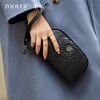 Jules bag for women, crocodile pattern first-layer cowhide clutch bag, long mobile phone bag for women, luxury brand New Year gift, mousse black, light luxury and high-end clutch bag