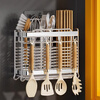 Xingran Kitchen Chopstick Cage Stainless Steel Kitchen Shelf Home Wall-mounted No-Punch Storage Basket Spoon Drain Box Basket Two Compartments - Simple Model High-Quality Stainless Steel