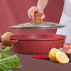 MGC mandarin duck pot small hot pot soup pot medical stone non-stick pot household induction cooker special hot pot basin integrated pot 28cm French romantic red hot pot