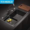 Higold kitchen sink 75*48 large single tank 304 stainless steel nano multi-functional sink Raindance waterfall handmade tank 750*480 matte black (bare tank)