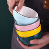 Kusenrong family bowls are divided into special-purpose bowls for one person and one color for family use. Light luxury household bowls, solid color ceramics, 5 pieces, colorful bowls yellow + blue + green + orange + pink