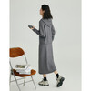 Demana Letters from afar Spring, Autumn and Winter gray suit hooded sweater hidden flesh skirt knitted women's two-piece set