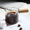 Glass small milk cup with scale and wooden handle milk cup wooden handle milk cup espresso extraction measuring cup coffee cup double mouth