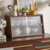 JIAYI solid wood desktop sideboard dining table countertop storage cabinet cup storage rack storage cabinet cupboard tea side cabinet storage cabinet 60cm sliding door walnut color