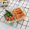 LOCK&LOCK heat-resistant glass crisper microwave lunch box sealed lunch box lunch box refrigerator storage box 600ml two partitions