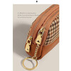 CLCEY Houndstooth Compact Wallet Valentine's Day Coin Purse Valentine's Day Women's Mini Coin Bag Exquisite High-end Niche Design Double Zipper - Houndstooth Brown