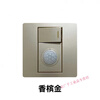 Type 86 one-open dual-control plus human body sensor switch corridor 220v intelligent LED delay panel dark gray