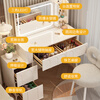 DUMANNI Cream Style Dressing Table Bedroom Modern Simple Small Apartment Solid Wood Dressing Table Desk Cabinet Desk Mirror Integrated Cream White 100 Table + Storage Cabinet + Mirror + Petal Chair Complete