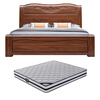 Maiyayue Solid Wood Bed Walnut Solid Wood Bed Chinese Double Bed Simple Home Master Bedroom Marriage Bed Solid Wood Large Bed Walnut Bed + 20cm Latex Spring Mattress 1500*2000mm Frame Model